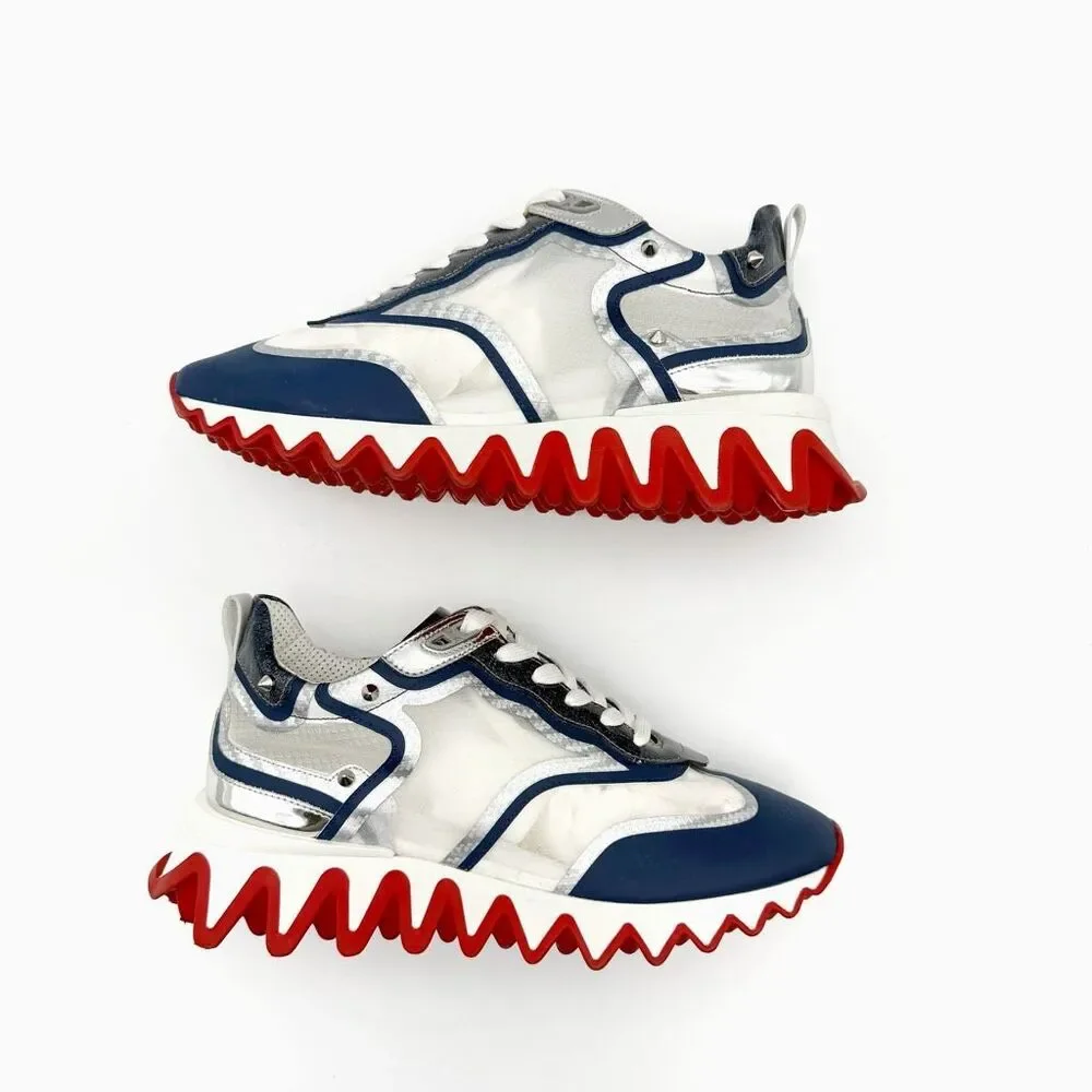 CHRISTIAN LOUBOUTIN Sharkina Blue Mesh Sneaker Size 38 US 8 Low Top Lace Up